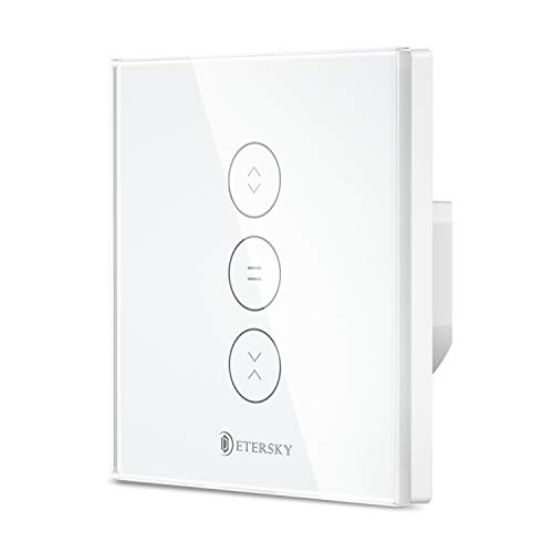 【LED Controlable】Wifi Interruptor Persiana, Etersky Interruptor Táctil Inteligente WiFi Controlable de APP y Voz, Compatible con Alexa y Google Home con Temprizador para Motor Persiana Tubular