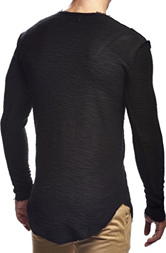 Leif Nelson Sudadera de Manga Larga Cuello Redondo suéter de los Hombres LN-6323 Negro Small