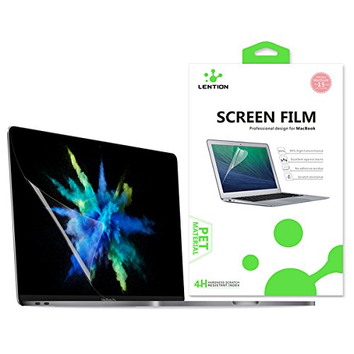 LENTION Protector de Pantalla Claro para MacBook Pro (15-Pulgadas, 2016-2019) Modelo A1707/A1990, con Touch Bar, 4 Thunderbolt 3 Puerto, Película Protectora HD con Revestimento Hidrofóbico Oleofóbico