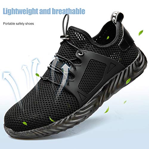 Leobtain Men Women Indestructible Trainers Lightweight Shoes Steel Toe Boot Safety Breathable Work Sneakers