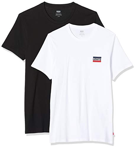 Levi's 2pk Crewneck Graphic Camiseta, Multicolor (2 Pack Sw White/Mineral Black 0000), Large para Hombre