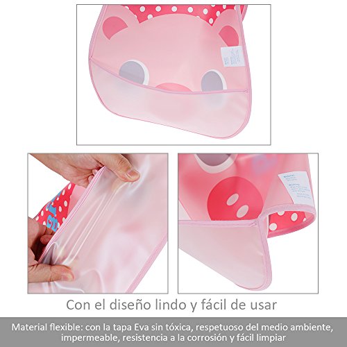 Lictin 8 Unisexos Baberos Impermeable EVA para Bebé con Dibujos Animados para Niños/Niñas de 6 Meses a 6 Años