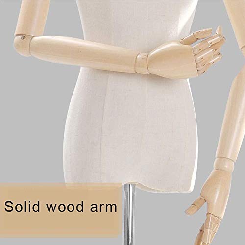 LILIS Maniqui Costura Mujer sastres maniquí modistas Moda Estudiantes Visualización del maniquí del Busto de Madera con Brazo Ajustable for la Ropa joyería Soporte de exhibición