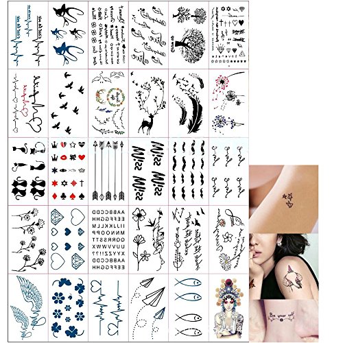 Limeow - Tatuajes adhesivos para adultos, temporales, resistentes al agua, 30 diseños diferentes