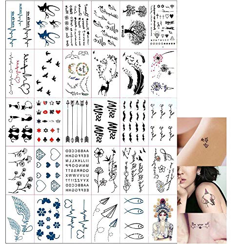 Limeow - Tatuajes adhesivos para adultos, temporales, resistentes al agua, 30 diseños diferentes