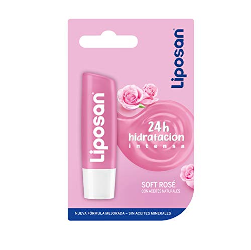 Liposan Soft Rosé, bálsamo labial rosa, cacao de labios para un brillo suave y luminoso, bálsamo hidratante para unos labios sedosos e hidratados - 1 x 4.8 g