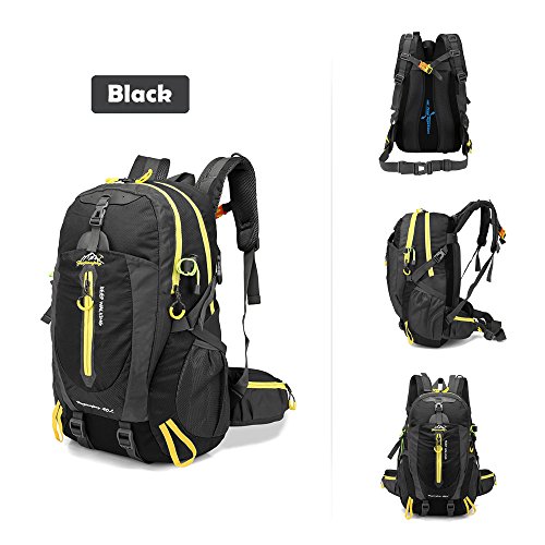 Lixada 40L Resistente al Agua Mochila, Portátil Mochila Trekking, Laptop Daypack, Durable Impermeable, para Escalada, Viajes, Actividades al Aire Libre (Negro)