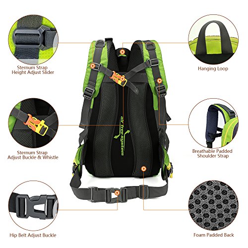 Lixada 40L Resistente al Agua Mochila, Portátil Mochila Trekking, Laptop Daypack, Durable Impermeable, para Escalada, Viajes, Actividades al Aire Libre (Negro)