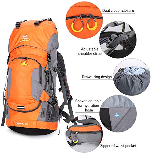 Lixada Mochila de Senderismo Impermeable 60L con Cubierta de Lluvia para Excursionismo Alpinismo Acampada Ciclismo al Aire Libre