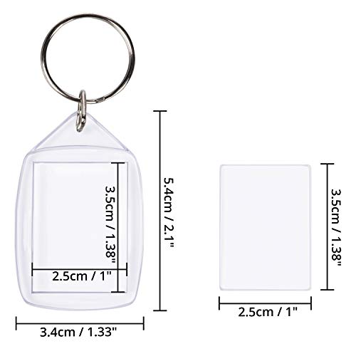 Llaveros de Fotos de Acrilico (100 Piezas) - 3,4 x 5,4cm Llavero en Blanco - Transparente Insertar Fotos Llaveros - plástico Fotos Personalizadas Llavero - Apto para Hombres y Mujeres