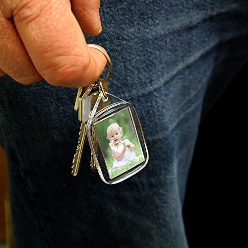 Llaveros de Fotos de Acrilico (100 Piezas) - 3,4 x 5,4cm Llavero en Blanco - Transparente Insertar Fotos Llaveros - plástico Fotos Personalizadas Llavero - Apto para Hombres y Mujeres