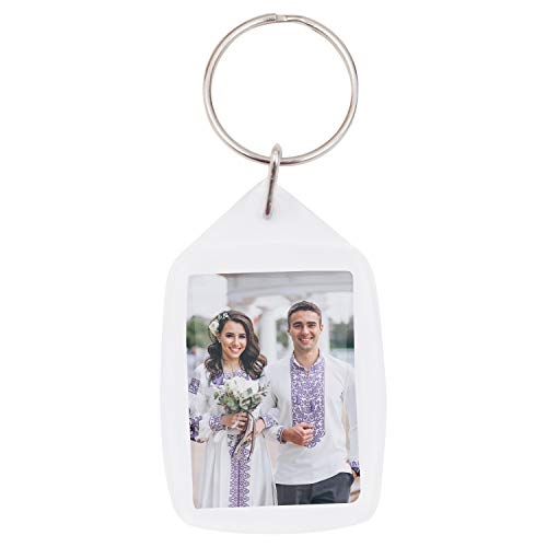 Llaveros de Fotos de Acrilico (100 Piezas) - 3,4 x 5,4cm Llavero en Blanco - Transparente Insertar Fotos Llaveros - plástico Fotos Personalizadas Llavero - Apto para Hombres y Mujeres