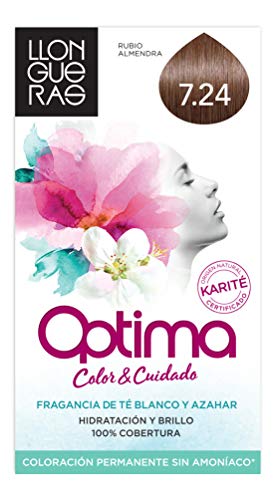 Llongueras Optima Tinte de Cabello Permanente sin Amoniaco Tono #7.24 Rubio Almendra