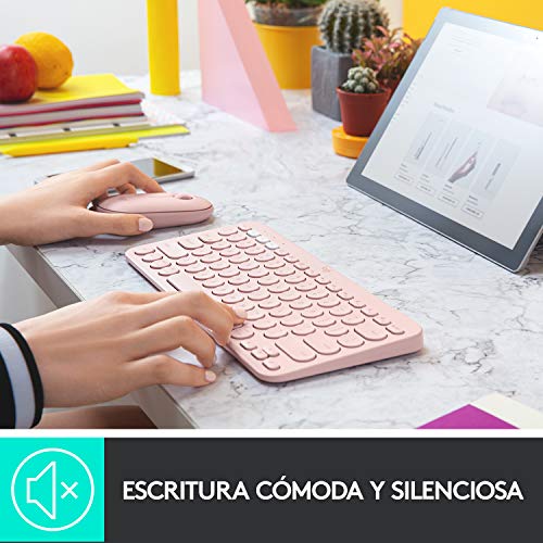 Logitech K380 Teclado inalámbrico, Bluetooth multidispositivo con Easy-Switch para hasta 3 dispositivos, compacto – PC, portátiles, Windows, Mac, Chrome OS, Android, iPad OS, Apple TV, Color Rosa