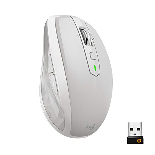 Logitech MX Anywhere 2S Ratón Inalámbrico, Multi-Ordenadores, 2.4 GHz y Bluetooth con Receptor Unifying USB, Seguimiento Láser 200/4000 DPI Toda Superficie, 7 Botones, Portátil/PC/Mac/iPad OS, Blanco