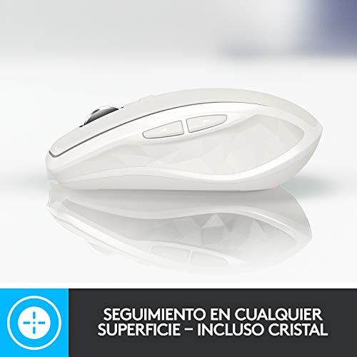 Logitech MX Anywhere 2S Ratón Inalámbrico, Multi-Ordenadores, 2.4 GHz y Bluetooth con Receptor Unifying USB, Seguimiento Láser 200/4000 DPI Toda Superficie, 7 Botones, Portátil/PC/Mac/iPad OS, Blanco