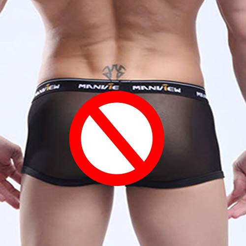 LOPILY Calzoncillos de Boxeo Impresos de la Letra de los Hombres Ultrafino Pantalones Cortos de Suave Ligero Boxer Shorts de Malla Grandes Transpirables(Negro,L)