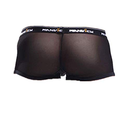 LOPILY Calzoncillos de Boxeo Impresos de la Letra de los Hombres Ultrafino Pantalones Cortos de Suave Ligero Boxer Shorts de Malla Grandes Transpirables(Negro,L)