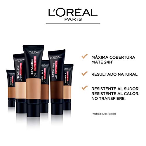 L'Oréal Infalible 24 H Matte Cover Base De Maquillaje Alta Cobertura Mate Piel Clara Subtono Dorado Caramel 320 40 g