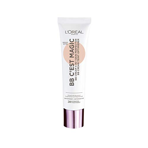 L'Oreal Paris BB Cream C'est Magic 04 Medium, Ultraligero, Infundido con ingredientes naturales Extracto de higo, Pro-vitamina B5 y Vitamina E, SPF 20