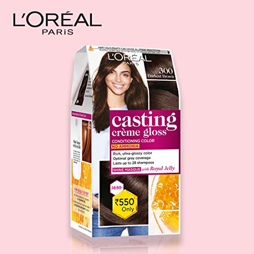 L'Oreal Paris Casting Creme Gloss, Darkest Brown 300, 87.5g+72ml