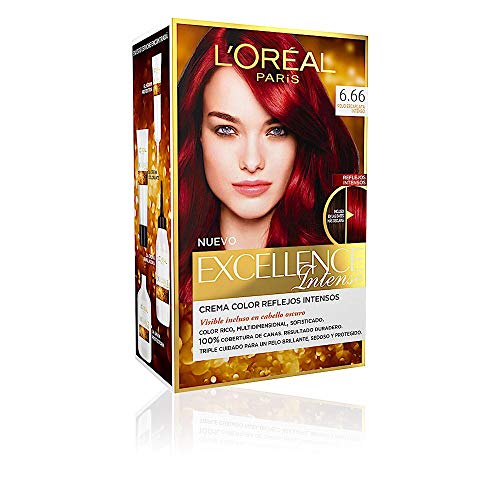 L'Oréal Paris Excellence Intense Coloración, Tono: 6,66 Rojo Escarlata Intenso