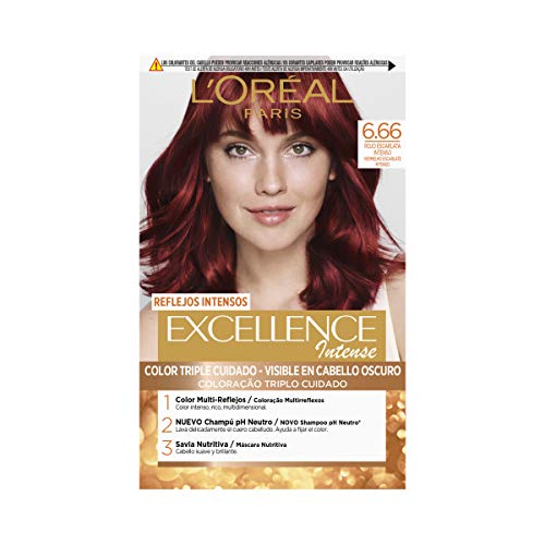 L'Oréal Paris Excellence Intense Coloración, Tono: 6,66 Rojo Escarlata Intenso