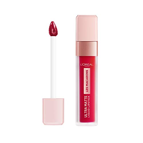 L'Oréal Paris - Les Macarons, Pintalabios Mate Permanente Rojo Aframbuesado, Tono 828 Framboise Frenzy - 30.5 gr.