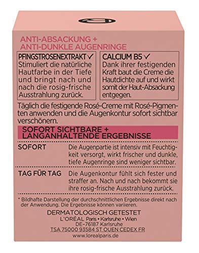 L'Oréal Paris Perfect Golden Age Rosé - Cuidado ocular con calcio B5 y extracto de peonía, contra ojeras oscuras, 15 ml