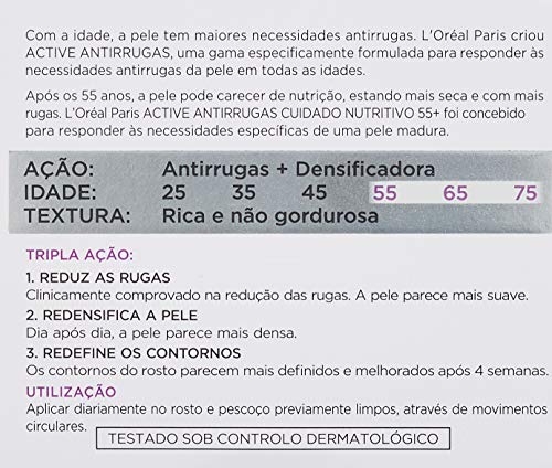 L'Oreal Paris Skin Expert - Crema de Día Nutritiva Anti-Arrugas, Tratamiento con Calcio para Pieles de +55 - 50 ml