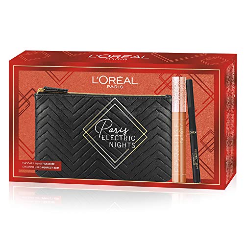 L'Oréal Paris ZIT40346 Makeup - Estuche de maquillaje para mujer, ideal como regalo para mujeres, máscara de volumen y delineador de ojos, color negro, superliner Perfect Slim, 2 unidades