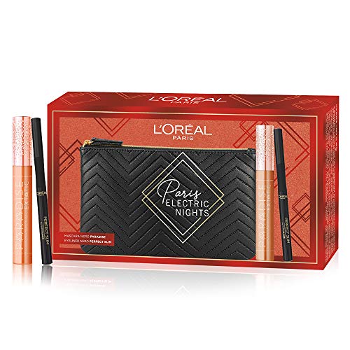 L'Oréal Paris ZIT40346 Makeup - Estuche de maquillaje para mujer, ideal como regalo para mujeres, máscara de volumen y delineador de ojos, color negro, superliner Perfect Slim, 2 unidades