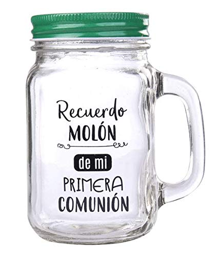 Lote de 20 Jarras Cristal Con Caña"RECUERDO MOLÓN" SURTIDO EN COLORES - Jarras con Frases, tazas originales para Detalles, recuerdos y regalos de Comuniones