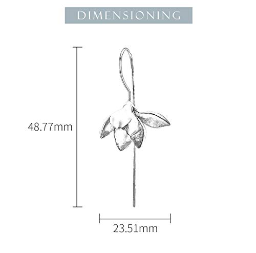 Lotus Fun S925 Pendientes de plata de ley elegantes, magnolias y flores, gotas de gotas, creativos, hechos a mano, joyas ¨²nicas para mujeres y ni?as