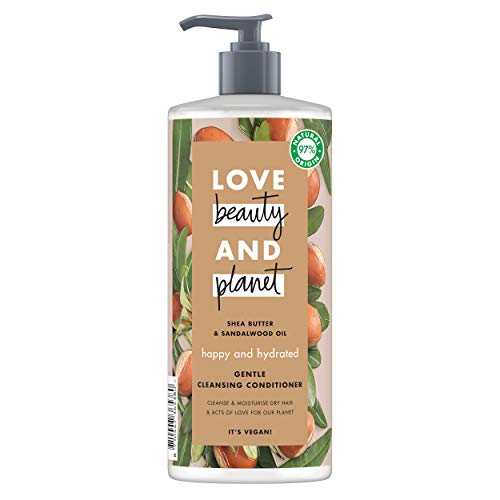 Love Beauty and Planet Crema Limpiadora para Hidratar el Cabello Seco, Manteca de Karité y Sándalo Vegano - 500 ml