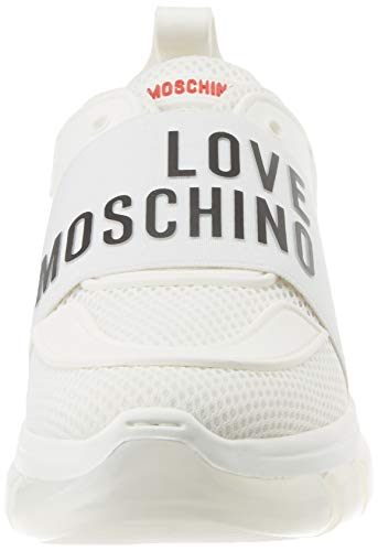 Love Moschino Ja1514, Zapatillas de Gimnasia para Mujer, Blanco (Bianco 100), 36 EU