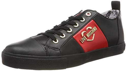 Love Moschino Scarpad.Gomma 30 Mm, Nappa PU, Zapatillas de Gimnasia para Mujer, Negro (Nero 000), 40 EU