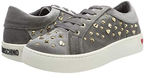 Love Moschino Scarpad.gomma35 Velluto, Zapatillas para Mujer, Gris (Grigio 018), 37 EU