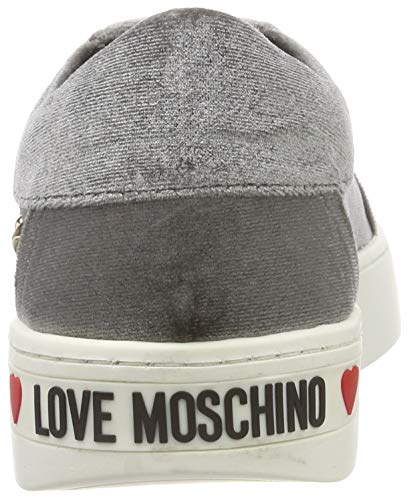 Love Moschino Scarpad.gomma35 Velluto, Zapatillas para Mujer, Gris (Grigio 018), 37 EU