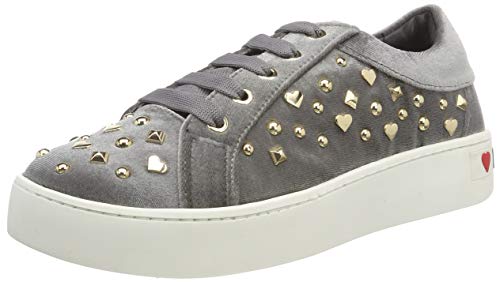 Love Moschino Scarpad.gomma35 Velluto, Zapatillas para Mujer, Gris (Grigio 018), 37 EU