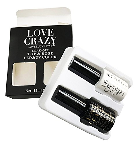 LOVECRAZY - Top Coat y Base Coat para Esmaltes de Uña en Gel Permanente y Semipermanente de Manicura y Pedicura