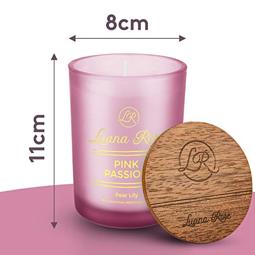 Luana Rose - Juego de velas perfumadas (cera de soja, para aromaterapia, larga duración de combustión de 50 horas), diseño de rosas