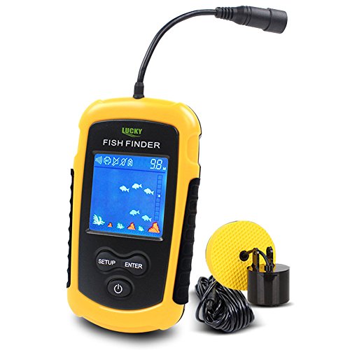 LUCKY Buscadores de Pescado Alarma 100M / 328ft Sensor de Sonar portátil de Pesca con Cable LCD Profundidad buscador ecosonda