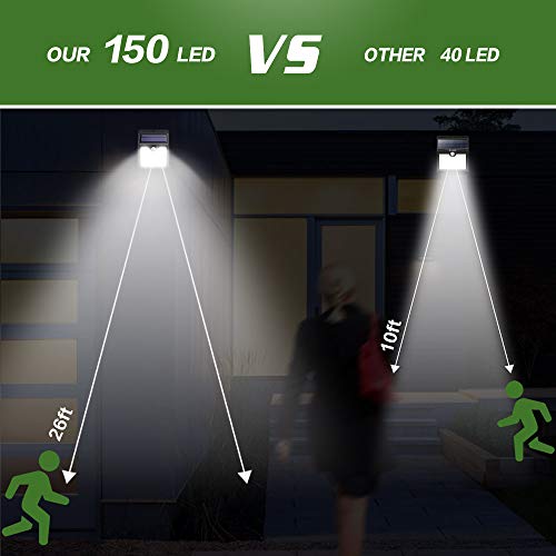 Luz Solar Exterior, [2020 Más Nuevo Modelo 6-Paquete 150 LED - 1000 Lumens] iPosible 180 °Iluminación Foco Solar con Sensor de Movimiento Impermeable Lámpara Solar para Jardín Camino