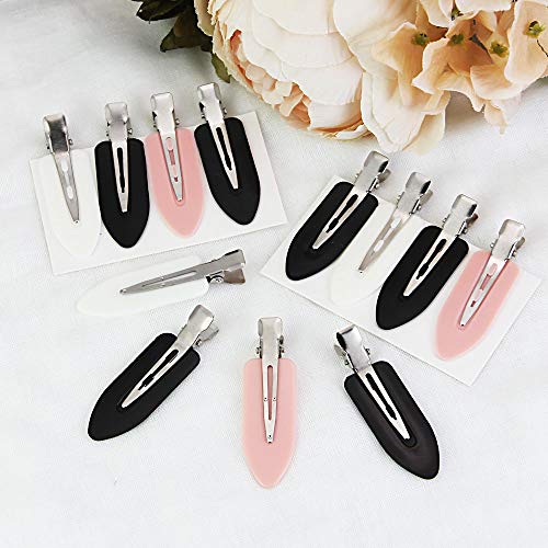 LYTIVAGEN 12 PCS Pinzas para el Pelo sin Doblar, Pin Clips para Rizos sin Arrugas Pinzas para el Cabello para Mujer/Niña para el Peinado (Negro, Blanco, Rosa)