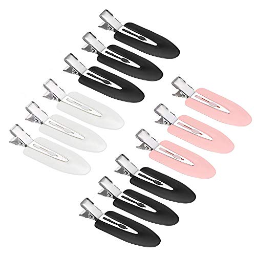 LYTIVAGEN 12 PCS Pinzas para el Pelo sin Doblar, Pin Clips para Rizos sin Arrugas Pinzas para el Cabello para Mujer/Niña para el Peinado (Negro, Blanco, Rosa)