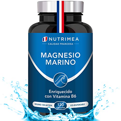 Magnesio y Vitamina B6 Cansancio Fatiga Alivio de Calambres Magnesio Marino Potente Suplemento Articulaciones Cartílagos Huesos Piel Energia Deportistas Dosis 300mg Fabricado Francia Tratamiento 4 Meses