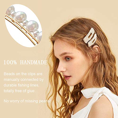 Makone Pearl Hair Clip -12 PCS Pearl Hair Clip Hairpins Hair Barrette Wedding Bridesmaid Hair Clips Accessories for Women