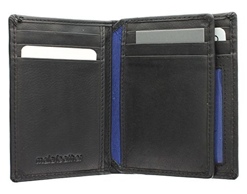 Mala Leather Colección Origin Cartera Compacta Bi-Fold de Cuero con Protección RFID 172_5 Negro