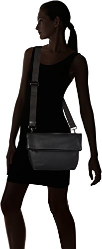 Mandarina Duck Mellow Leather Tracolla, Bolso bandolera para Mujer, Negro (Nero), 10x21x28.5 cm (B x H x T)